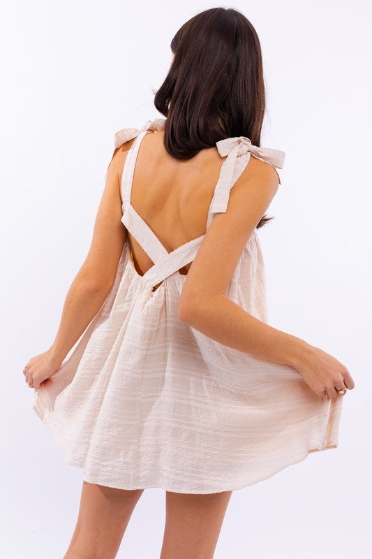 Taupe Backless Shift Dress
