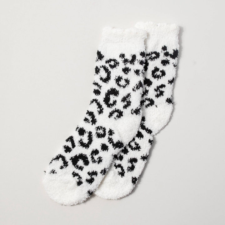 Leopard Print Fuzzy Socks 