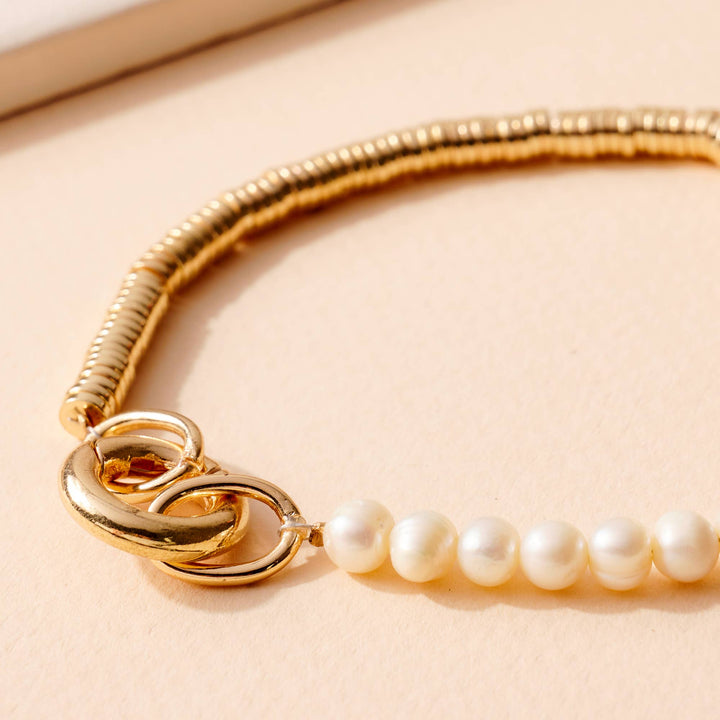 6" Pearls Chain Link Bracelet