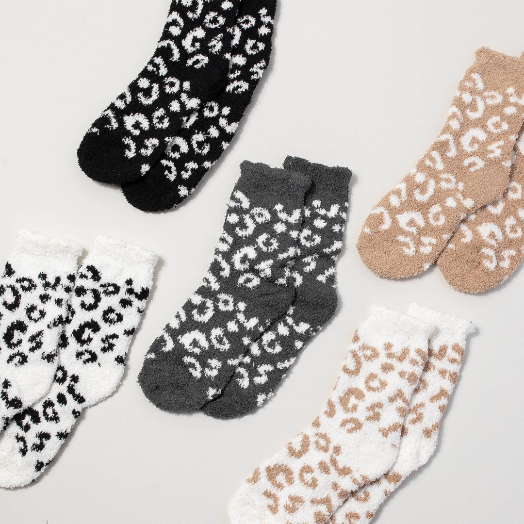 Leopard Print Fuzzy Socks 
