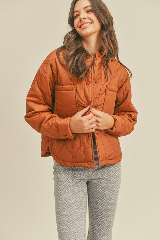 Orange Quilted puffer jacket