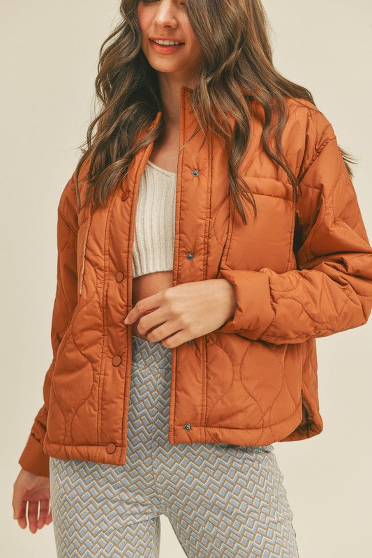 Orange Quilted puffer jacket