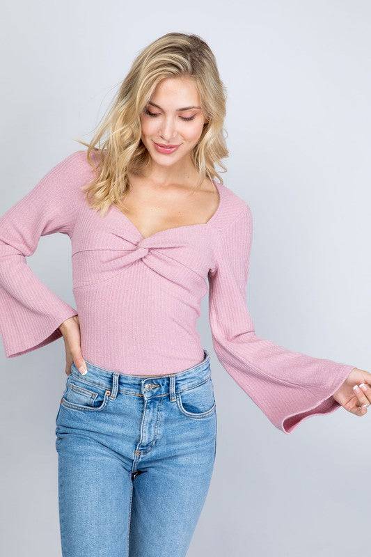Pink Knot Knit Top
