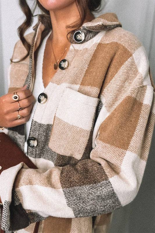 Brown and Beige Oversized Flannel