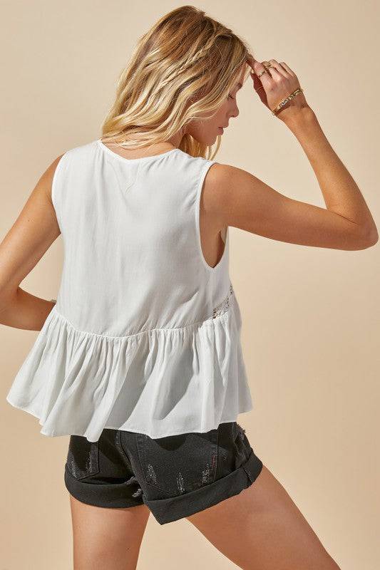 Lace Trim Tank - Isla Boutique