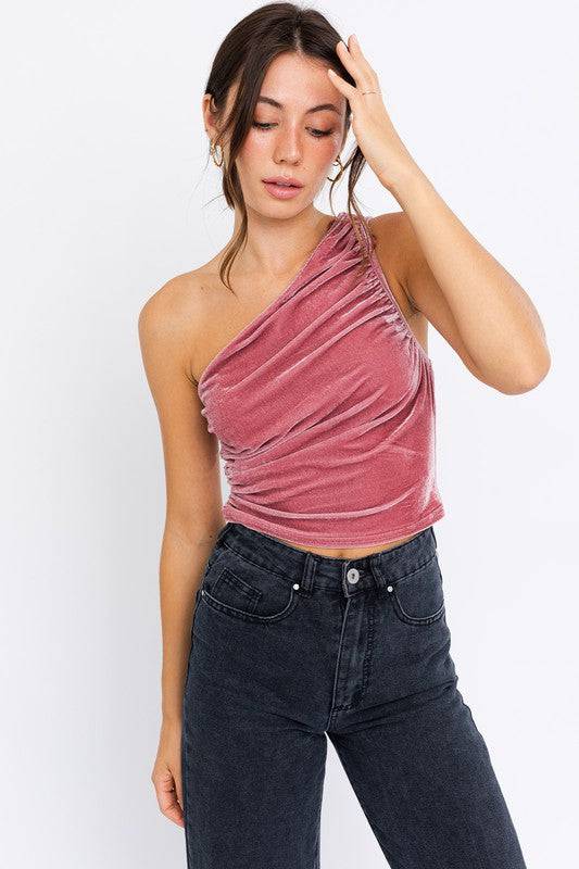 Velvet Dreams One Shoulder Top - Isla Boutique