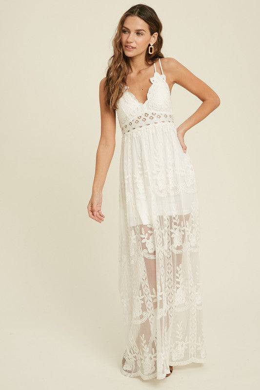 Midsummers Lace Maxi Dress (White) - Isla Boutique
